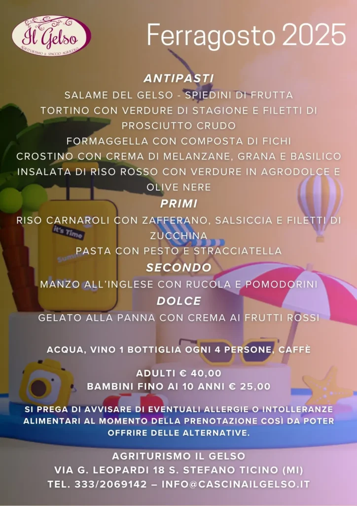 menu ferragosto cascina il gelso santo stefano ticino